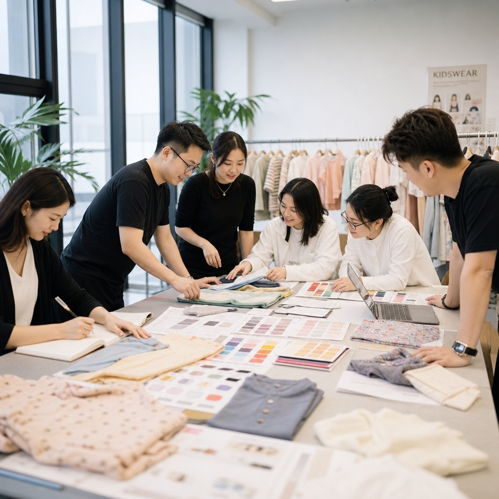 Chinese kidswear factory development working scene